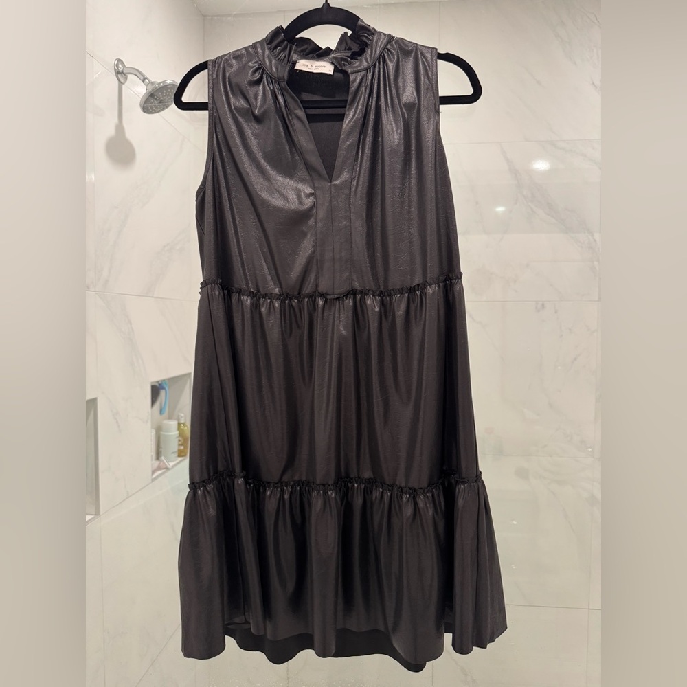 Lola + Sophie, Faux Leather Sleeveless Dress